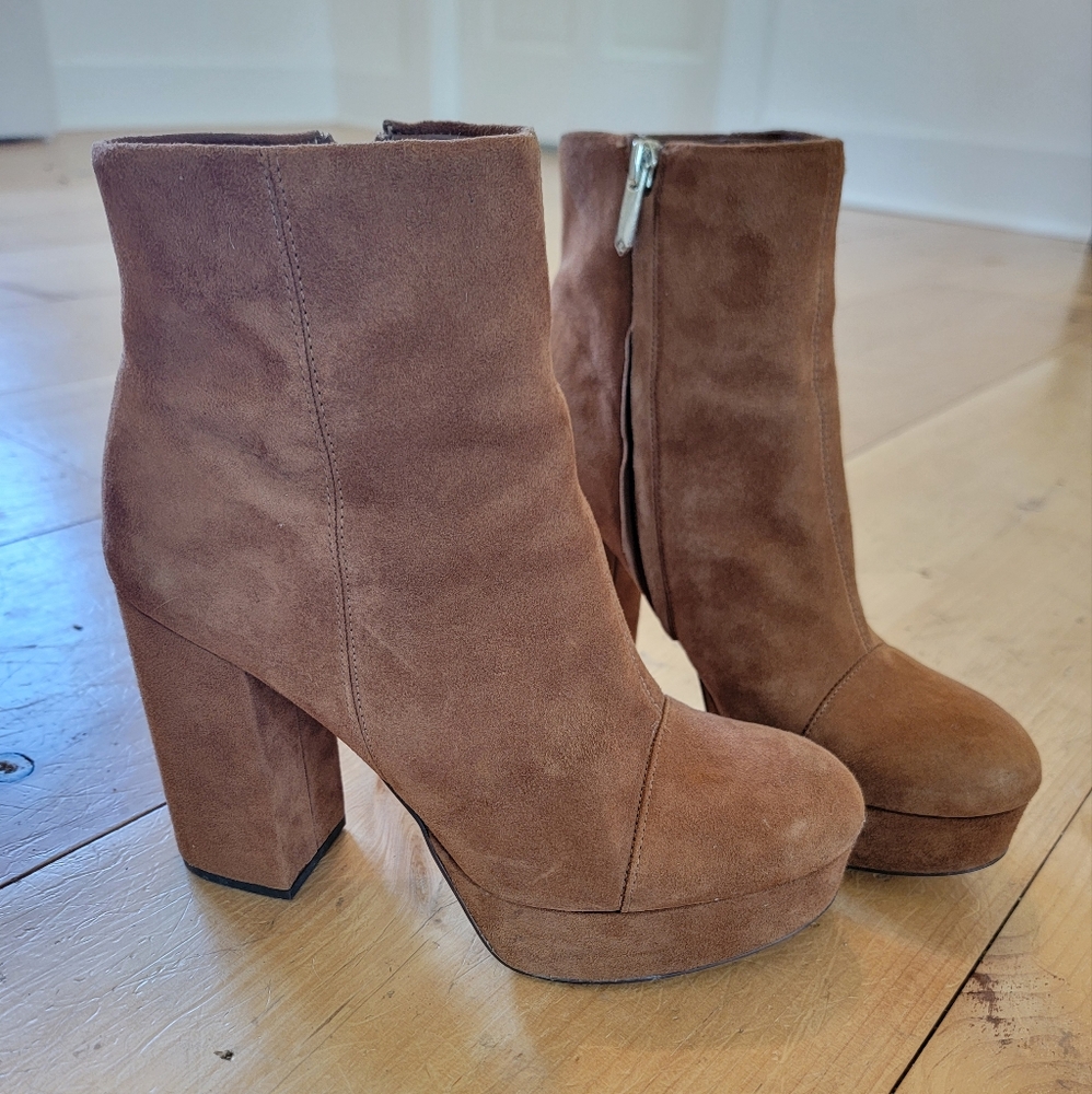Sam Edelman AZRA Brown Suede Heel Ankle Boots